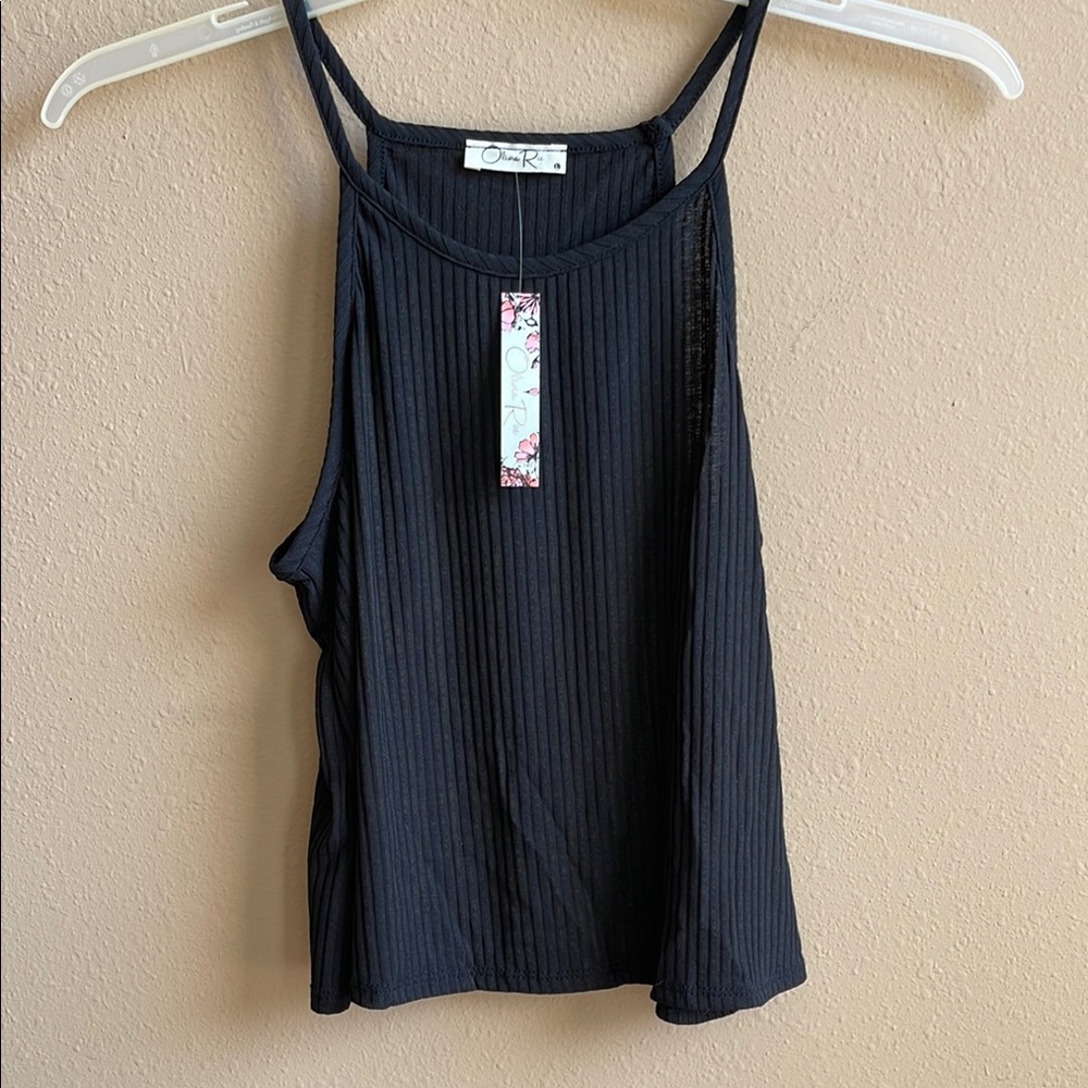 On The Road Midnight Black Ribbed Tank Top